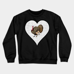 Jigsaw  Turkey Heart Design - Farm Animals Turkey Crewneck Sweatshirt